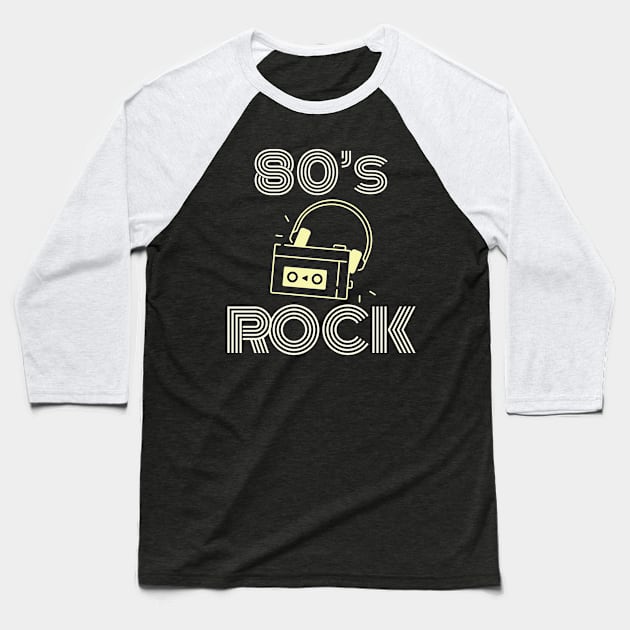 Eighties Vintage Rock With Walkman Baseball T-Shirt by KathyG'sArt